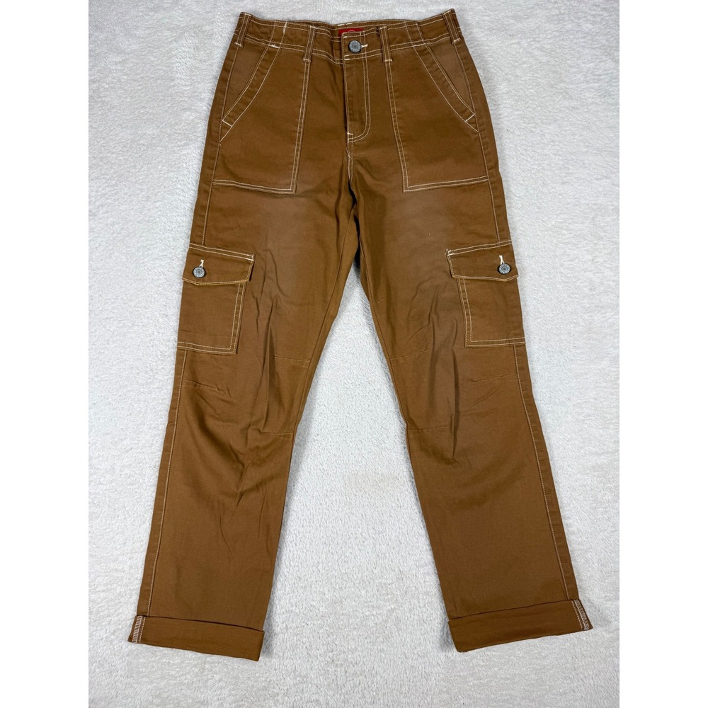 Dickies Girl Cargo Pants Womens 3/26 Brown Contrast Stitch Utility Workwear Good